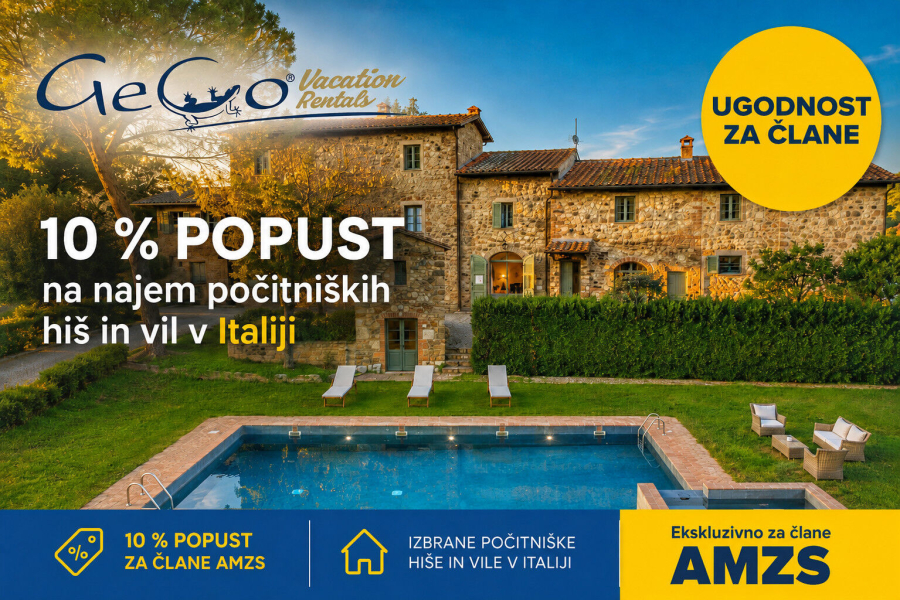 Članstvo AMZS omogoča cenejši najem počitniških hiš in vil v Italiji.