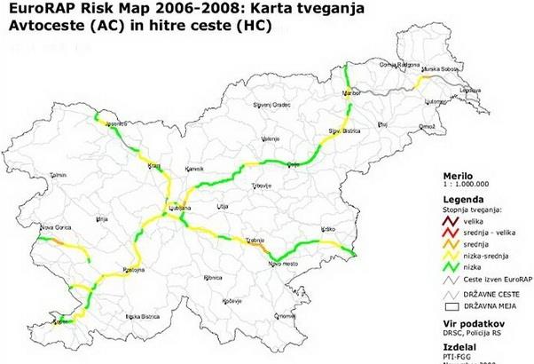 slovenija karta ceste Projekt EuroRAP | AMZS slovenija karta ceste