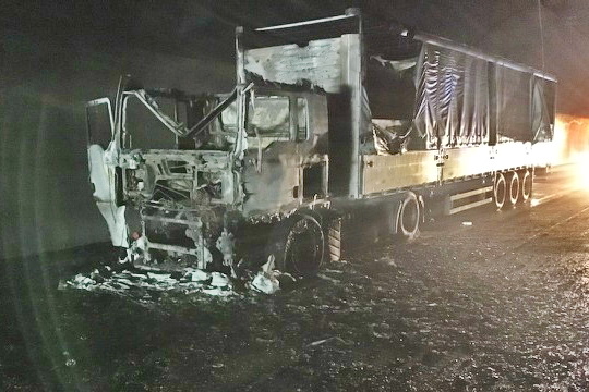 zgoreni tovornjak v predoru Jasovnik